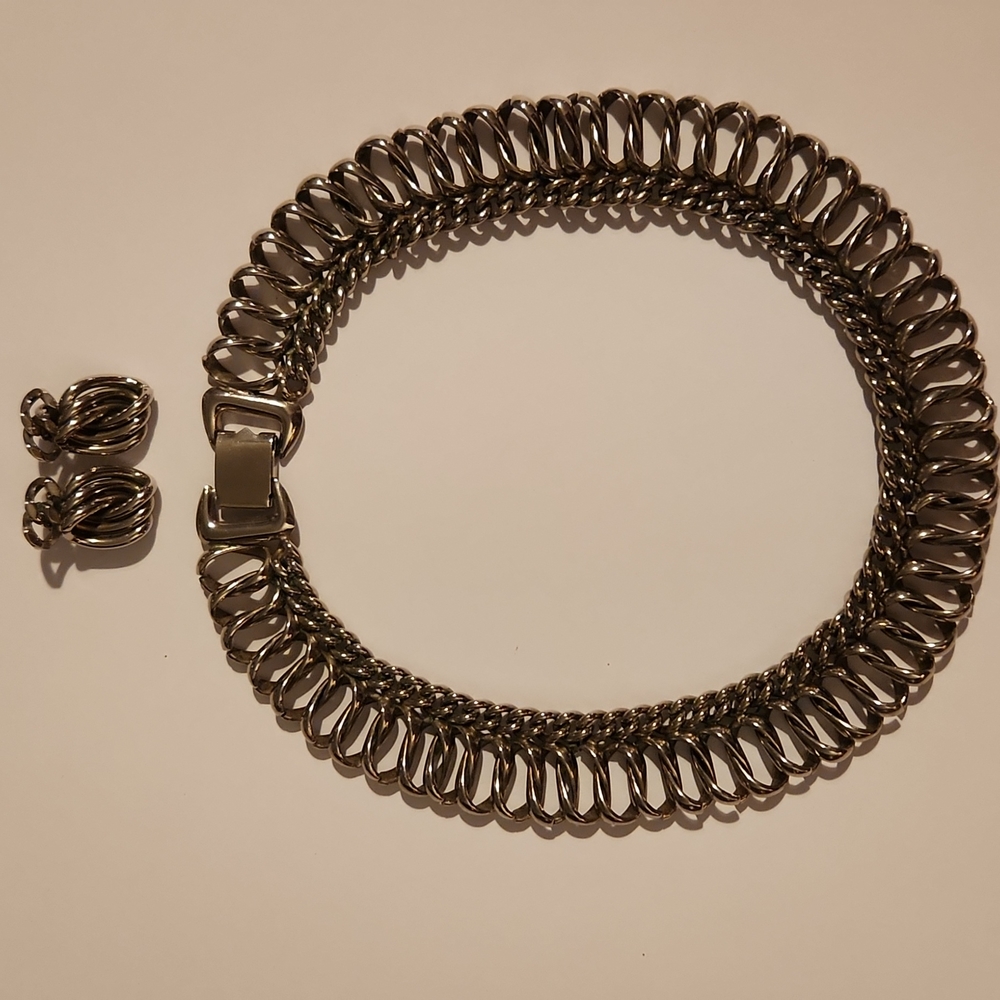 Clip Earrings and Matching Necklace